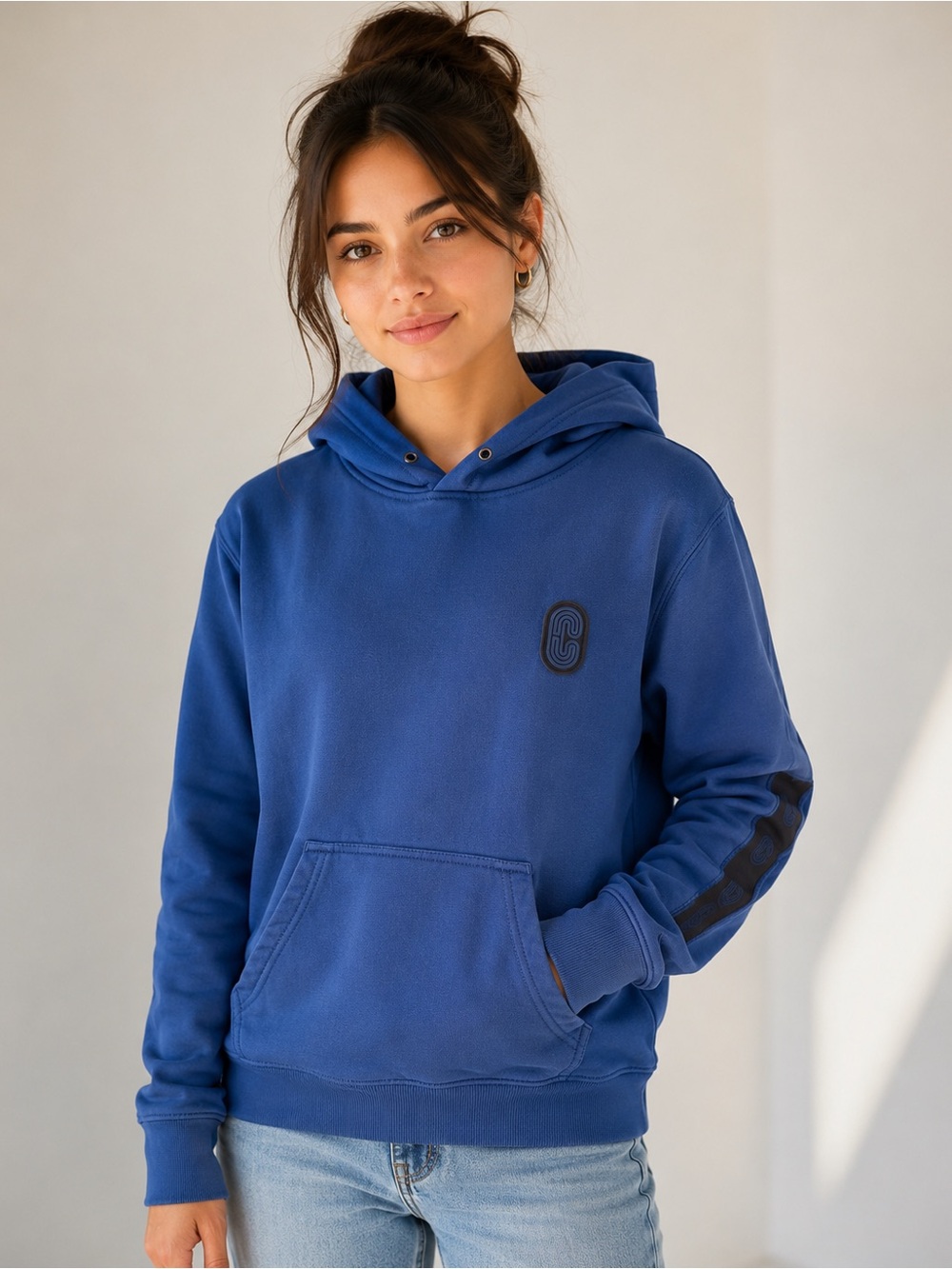 Coach Blue Logo Patch Hooded Sweatshirt